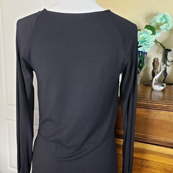 Hallhuber Black Front Knot Crew Neck Top womens S Blouse small Long Sleeve M - Picture 6 of 9